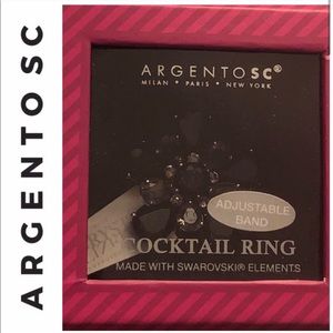 😀Argento SC Swarovski Elements Cocktail Ring